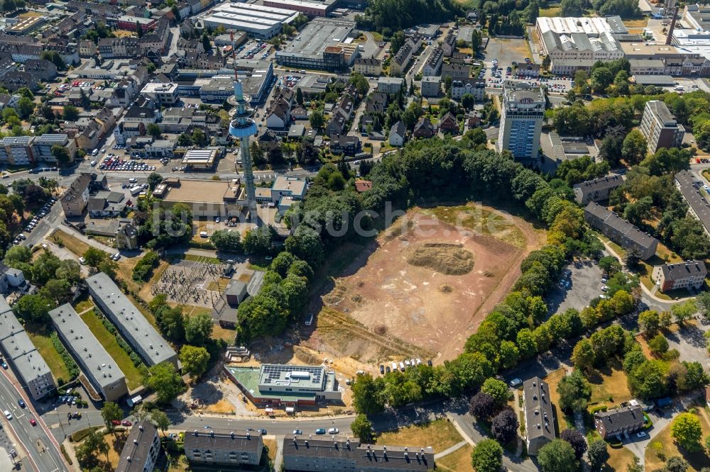 Velbert aus der Vogelperspektive: Baustelle zur Errichtung eines KITA- Kindergarten in Velbert im Bundesland Nordrhein-Westfalen, Deutschland