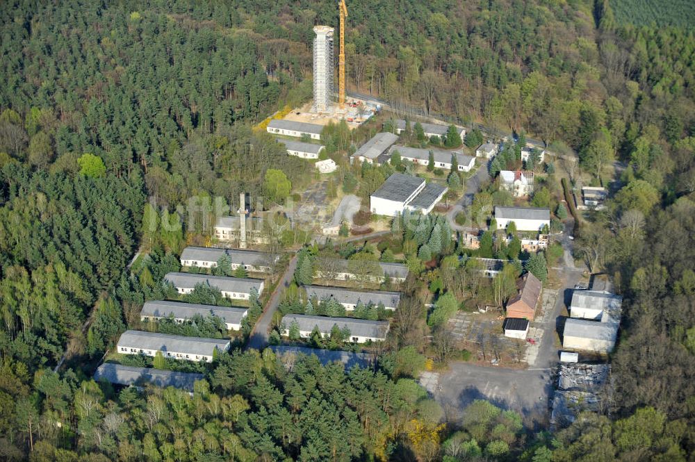 Luftaufnahme PRÖTZEL OT Heidekrug - Baustelle zur Errichtung eines Wetterradarturmes des DWD auf dem Gelände der ehemaligen Kaserne Heidekrug