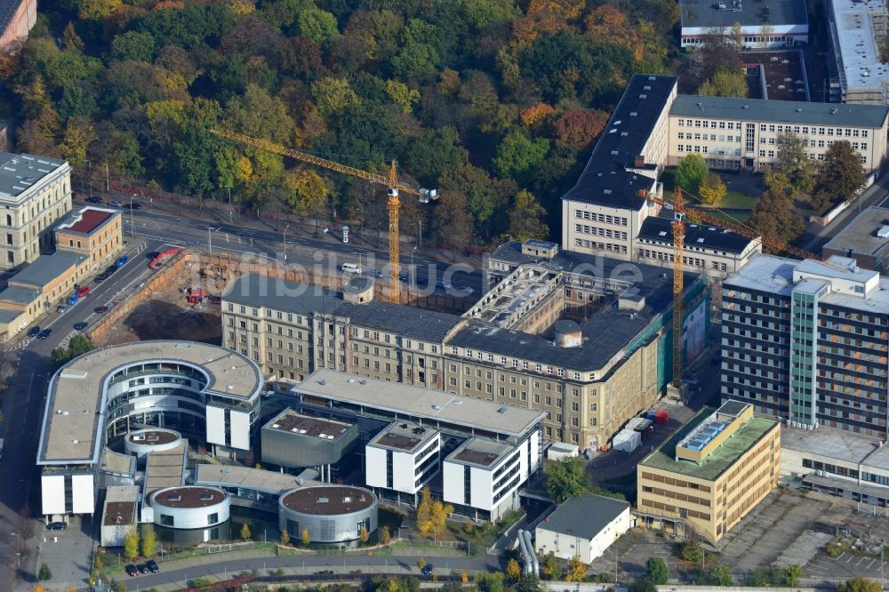 Luftaufnahme Leipzig - Baustelle zur Errichtung des Wohnhauses und Geschäftsgebäudes LKG Carre der CG Deutsche Wohnen GmbH - Zentrum Süd-Ost in Leipzig im Bundesland Sachsen