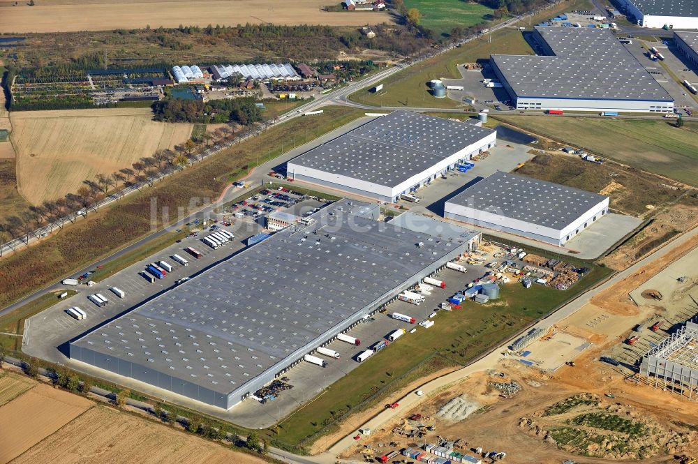 Luftbild Strykow - Baustelle zur Erweiterung des Tulipan Parks in Strykow in der Woiwodschaft Lodz in Polen