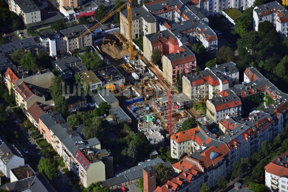 Luftbild Berlin Steglitz - Baustelle zur Lückenbebauung und zum Wohnneubau der Steglitzer Höfe an der Albrechtstraße in Berlin