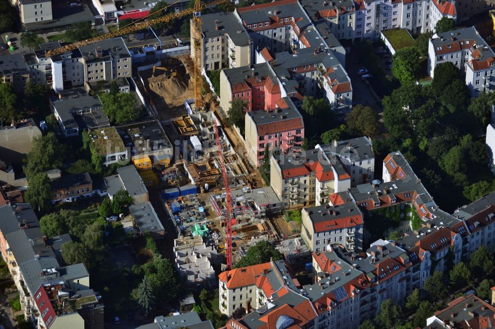 Luftbild Berlin Steglitz - Baustelle zur Lückenbebauung und zum Wohnneubau der Steglitzer Höfe an der Albrechtstraße in Berlin