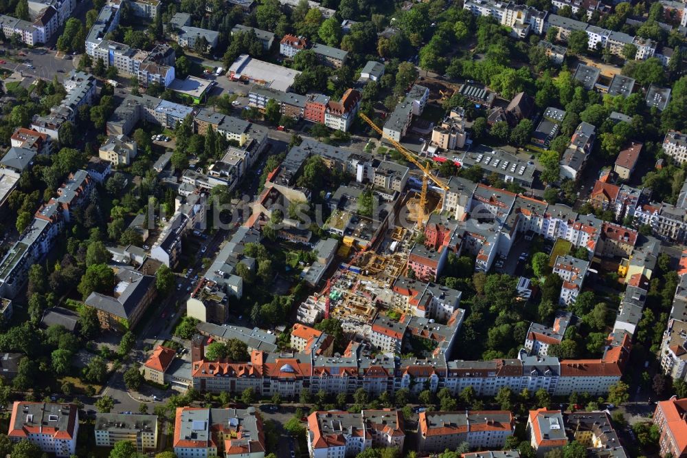 Berlin Steglitz von oben - Baustelle zur Lückenbebauung und zum Wohnneubau der Steglitzer Höfe an der Albrechtstraße in Berlin