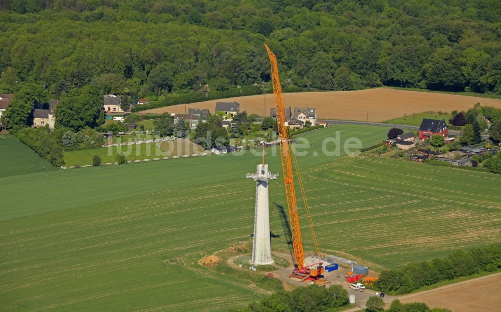 Dortmund Bövinghausen von oben - Baustelle zur Montage eines Windrades - Windenergieanlage bei Bövinghausen, einem Stadtteil von Dortmund im Bundesland Nordrhein-Westfalen