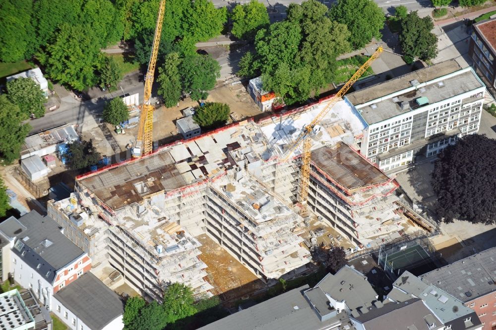 Hamburg von oben - Baustelle zur Neubebauung der Rabenstraße 3-12 der HanseMerkur AG in Hamburg