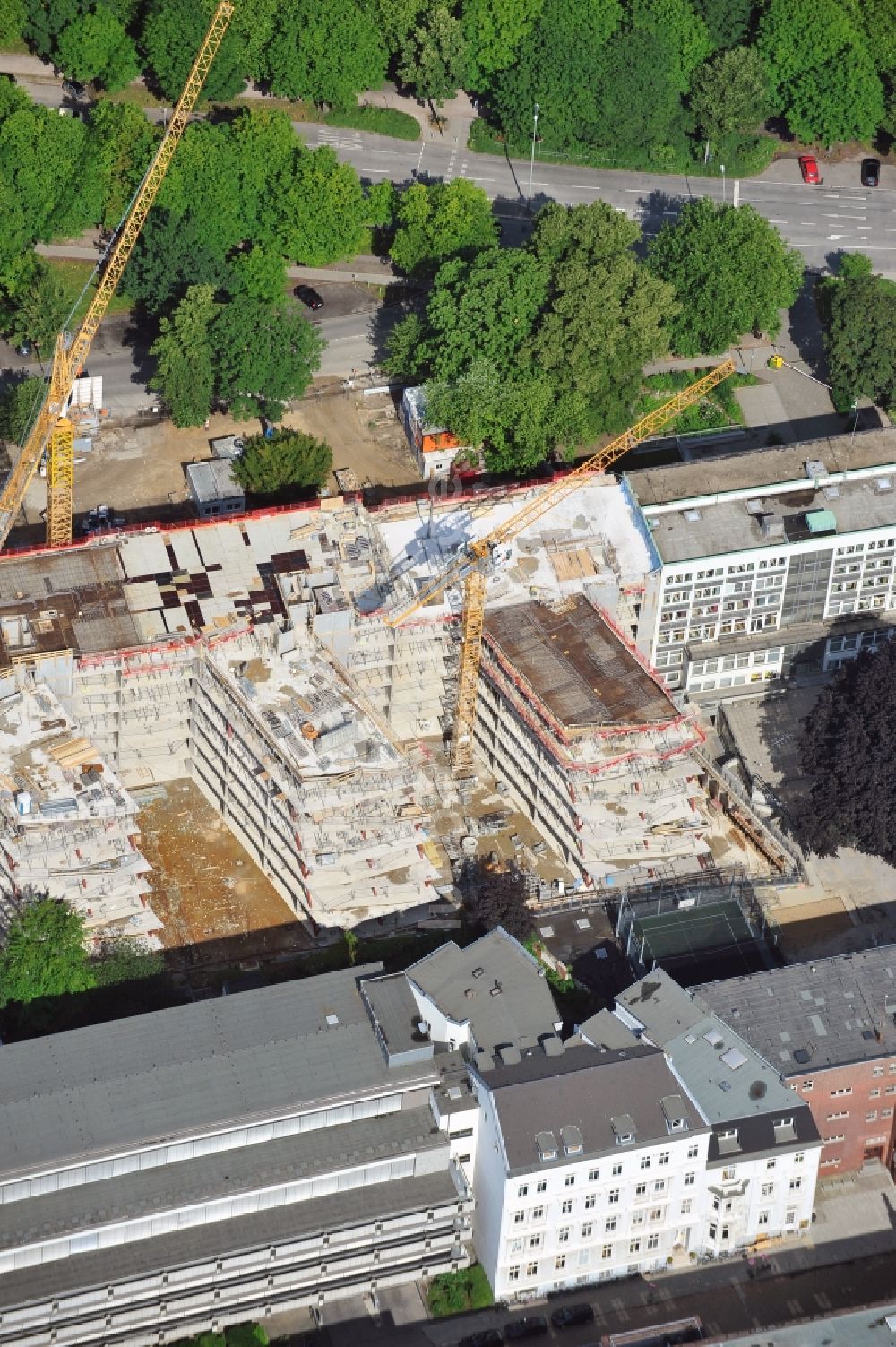 Luftbild Hamburg - Baustelle zur Neubebauung der Rabenstraße 3-12 der HanseMerkur AG in Hamburg