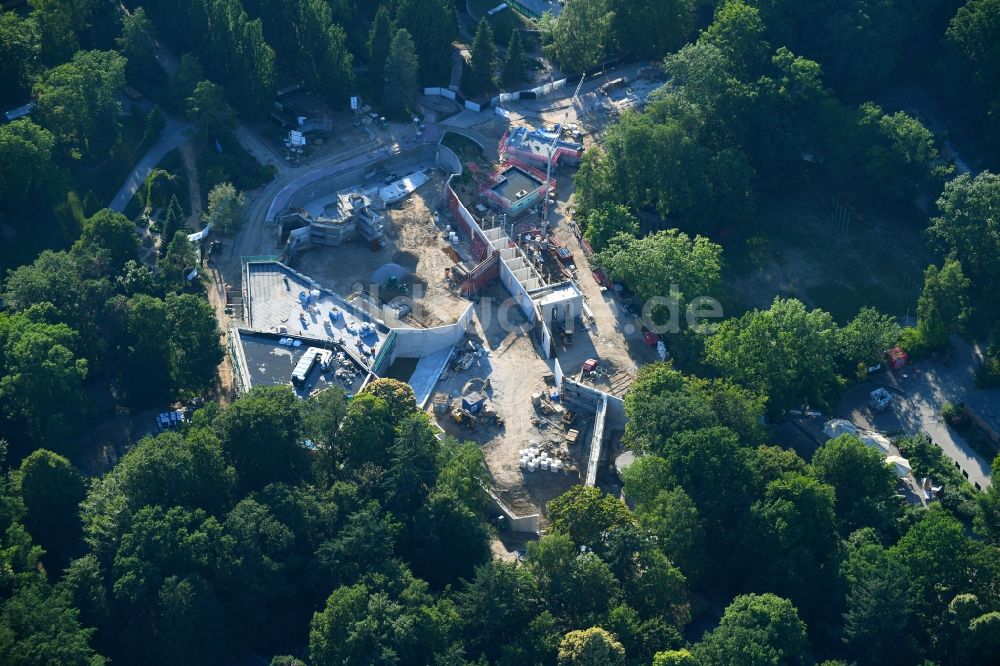 Luftbild Rostock - Baustelle zur Neuerrichtung des Polarium des Zoo Rostock in Rostock im Bundesland Mecklenburg-Vorpommern, Deutschland