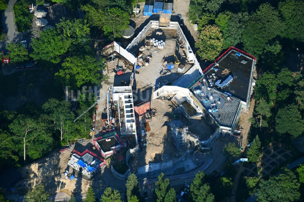 Rostock aus der Vogelperspektive: Baustelle zur Neuerrichtung des Polarium des Zoo Rostock in Rostock im Bundesland Mecklenburg-Vorpommern, Deutschland