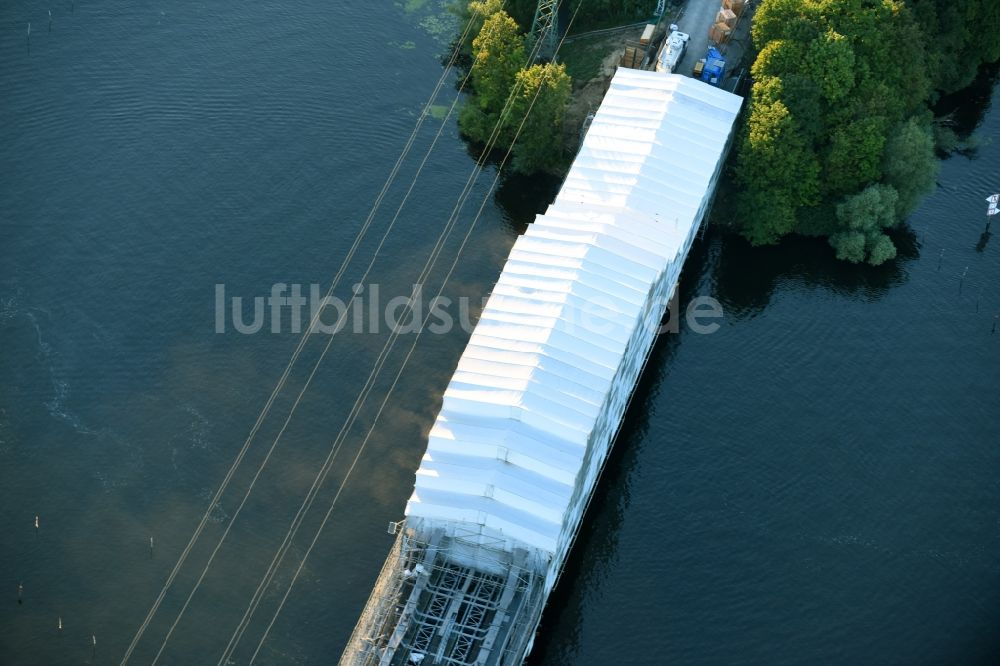 Luftbild Potsdam - Baustelle zur Sanierung des Bahn- Brückenbauwerk im Ortsteil Westliche Vorstadt in Potsdam im Bundesland Brandenburg, Deutschland