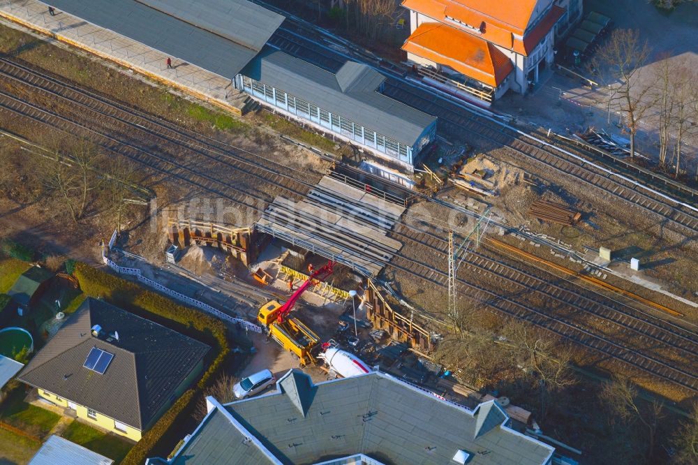 Zepernick von oben - Baustelle zur Sanierung des Bahn- Brückenbauwerk in Zepernick im Bundesland Brandenburg, Deutschland