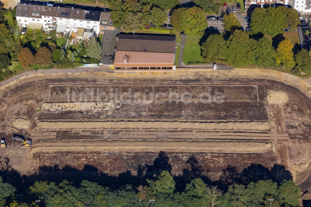 Luftbild Mönchengladbach - Baustelle zur Sanierung und Modernisierung der Sportplatzanlagen in Mönchengladbach im Bundesland Nordrhein-Westfalen, Deutschland