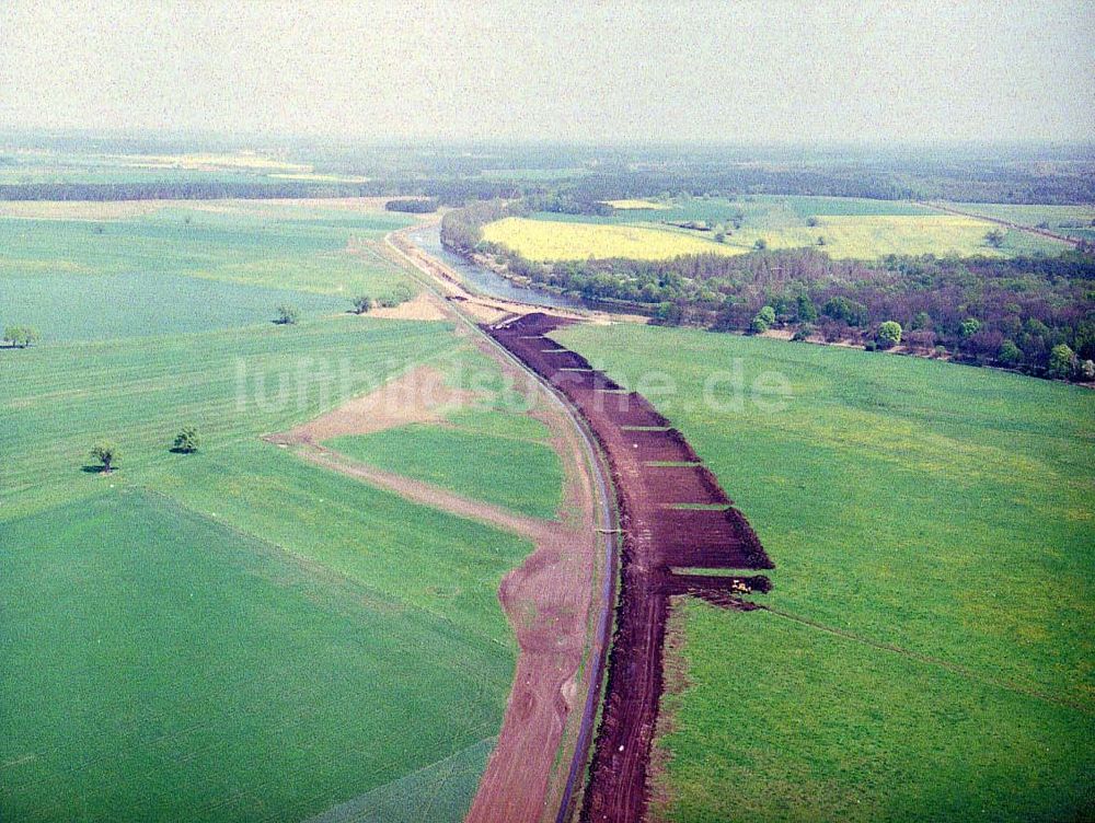 Luftbild Parchau - Baustelle zur Umleitung des Elbe - Havel - Kanal im Bereich von Parchau.