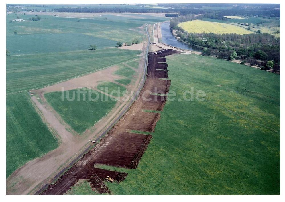 Luftaufnahme Parchau - Baustelle zur Umleitung des Elbe - Havel - Kanal im Bereich von Parchau.