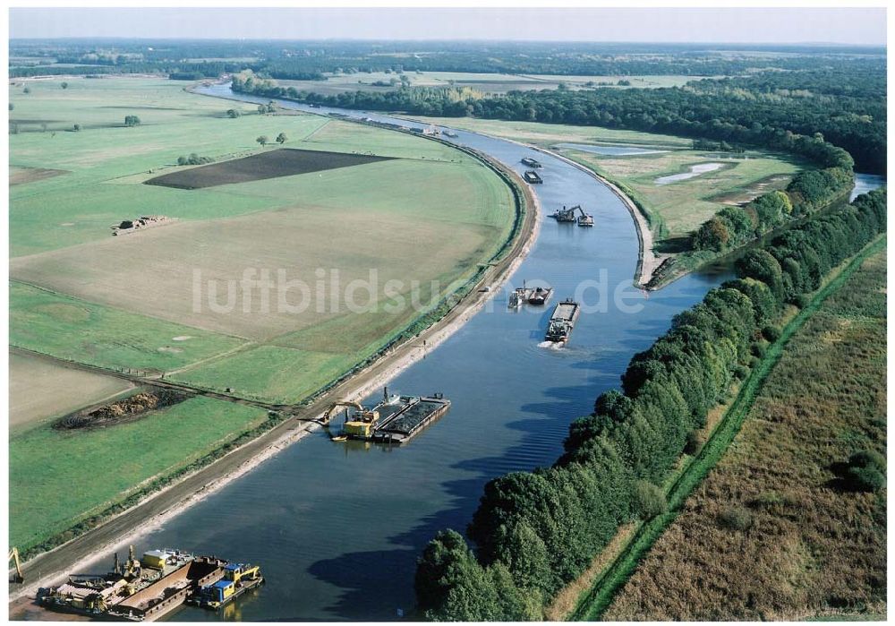 Luftbild Parchau - Baustelle zur Umleitung des Elbe - Havel - Kanal im Bereich von Parchau.