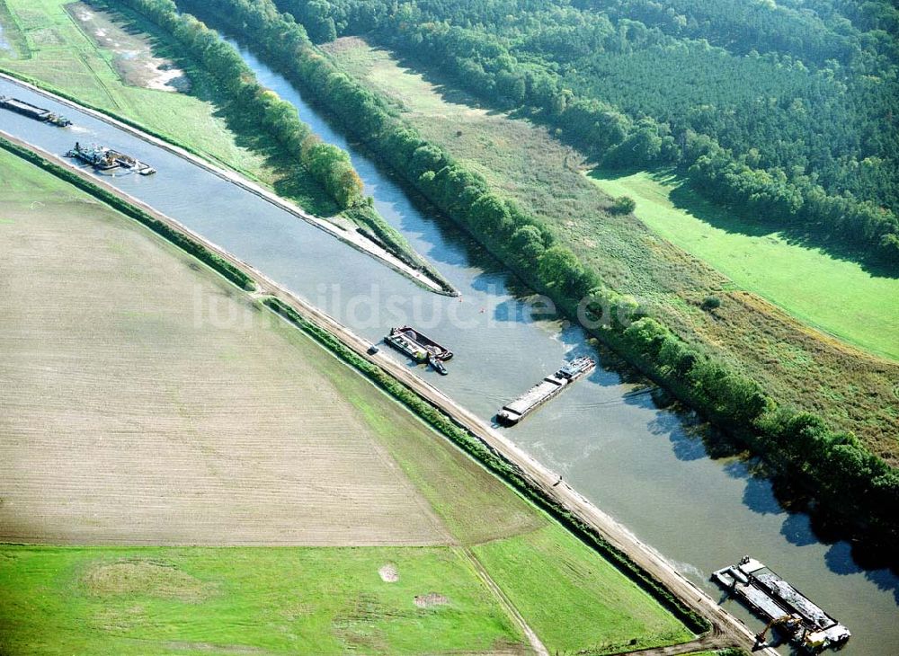 Luftaufnahme Parchau - Baustelle zur Umleitung des Elbe - Havel - Kanal im Bereich von Parchau.