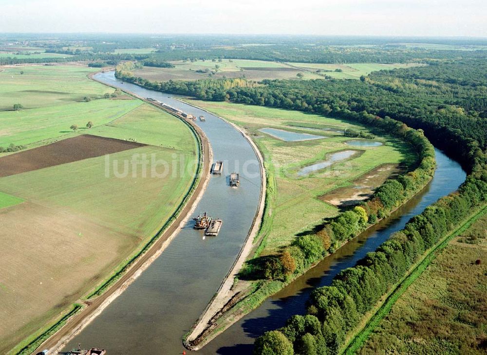 Luftaufnahme Parchau - Baustelle zur Umleitung des Elbe - Havel - Kanal im Bereich von Parchau.