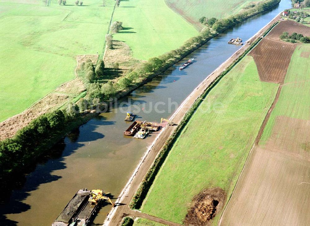 Parchau von oben - Baustelle zur Umleitung des Elbe - Havel - Kanal im Bereich von Parchau.