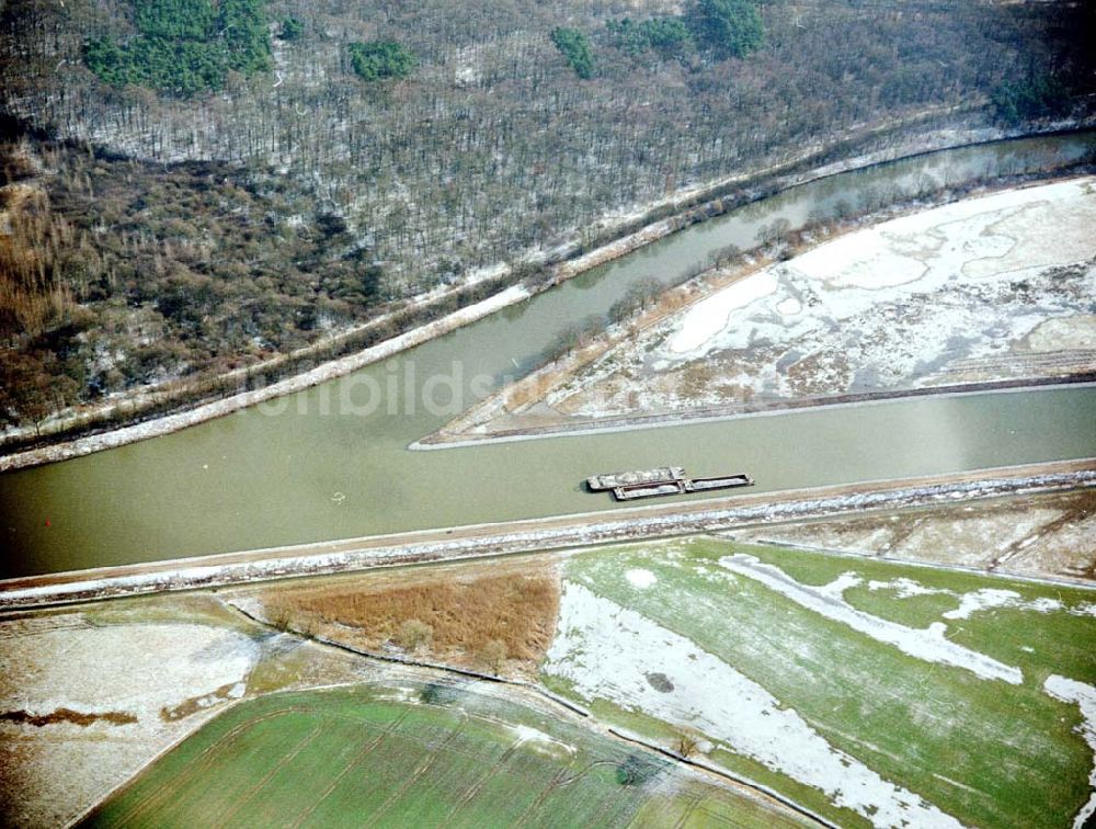 bei Parchau aus der Vogelperspektive: Baustelle zur Umleitung des Elbe - Havel - Kanal im Bereich von Parchau.