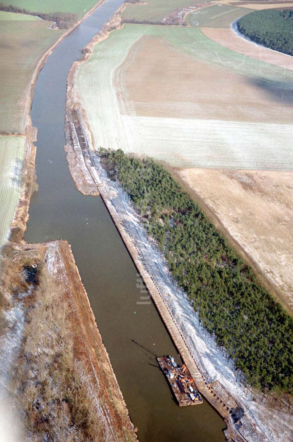 Luftbild bei Parchau - Baustelle zur Umleitung des Elbe - Havel - Kanal im Bereich von Parchau.