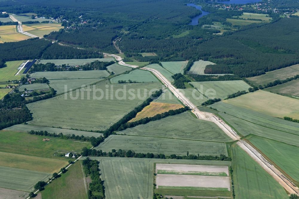 Luftbild Bestensee - Baustelle zur Verlegung von Leitungs- Rohren der neuen Europäischen Gas-Anbindungsleitung ( Eugal ) in Bestensee im Bundesland Brandenburg, Deutschland