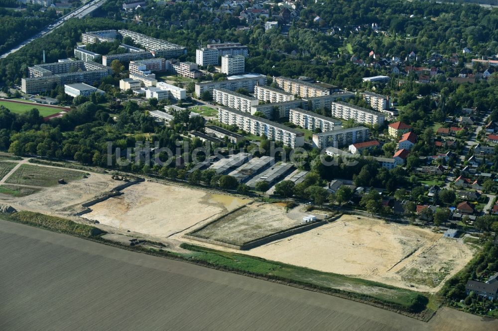 Luftbild Rüdersdorf - Baustelle zur Vorbereitung einer Wohnbaufläche an der Woltersdorfer Straße in Rüdersdorf im Bundesland Brandenburg