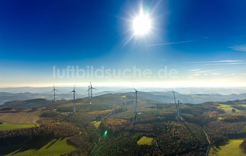 Luftaufnahme Blintrup - Baustelle zur Windrad- Montage in Blintrup im Bundesland Nordrhein-Westfalen, Deutschland