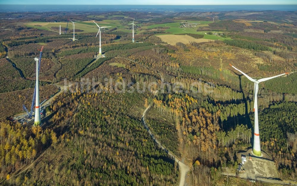 Luftbild Blintrup - Baustelle zur Windrad- Montage in Blintrup im Bundesland Nordrhein-Westfalen, Deutschland