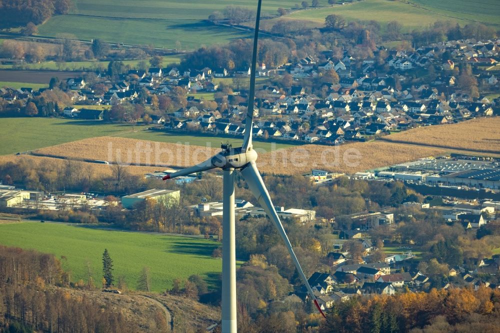 Luftaufnahme Blintrup - Baustelle zur Windrad- Montage in Blintrup im Bundesland Nordrhein-Westfalen, Deutschland