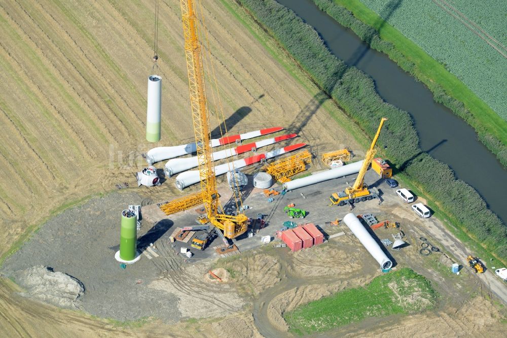 Luftbild Diekhusen-Fahrstedt - Baustelle zur Windrad- Montage in Diekhusen-Fahrstedt im Bundesland Schleswig-Holstein