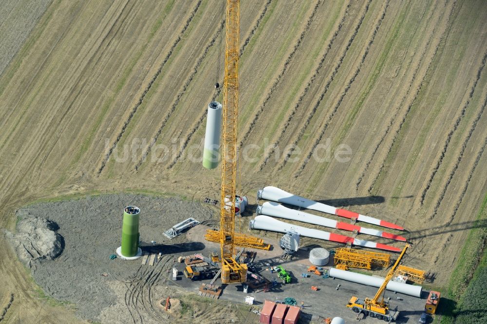 Diekhusen-Fahrstedt von oben - Baustelle zur Windrad- Montage in Diekhusen-Fahrstedt im Bundesland Schleswig-Holstein