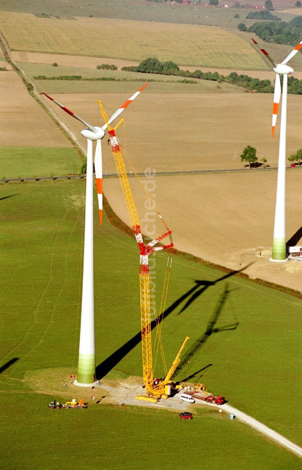 Luftbild Dingelstädt - Baustelle zur Windrad- Montage in Dingelstädt im Bundesland Thüringen, Deutschland