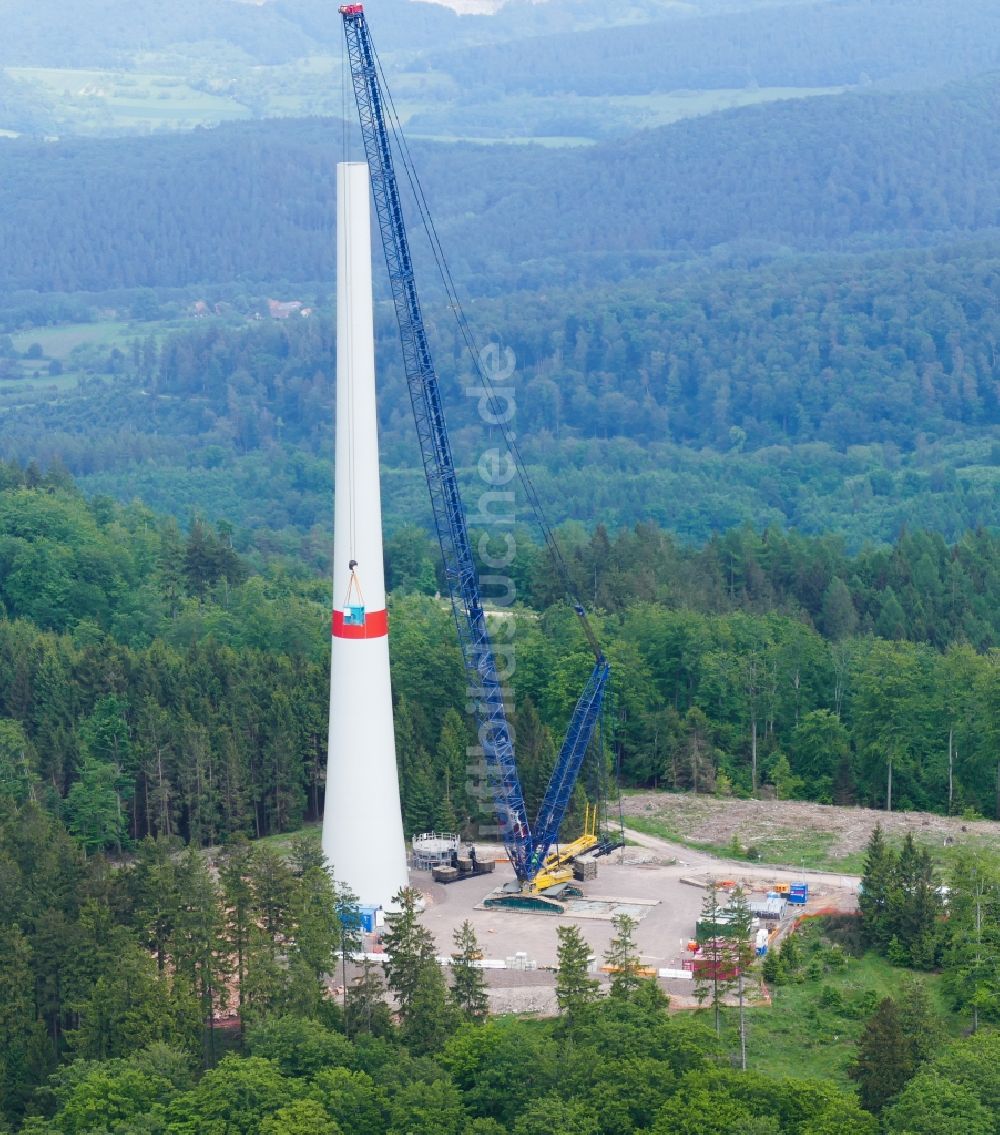 Luftbild Gutsbezirk Kaufunger Wald - Baustelle zur Windrad- Montage in Gutsbezirk Kaufunger Wald im Bundesland Hessen