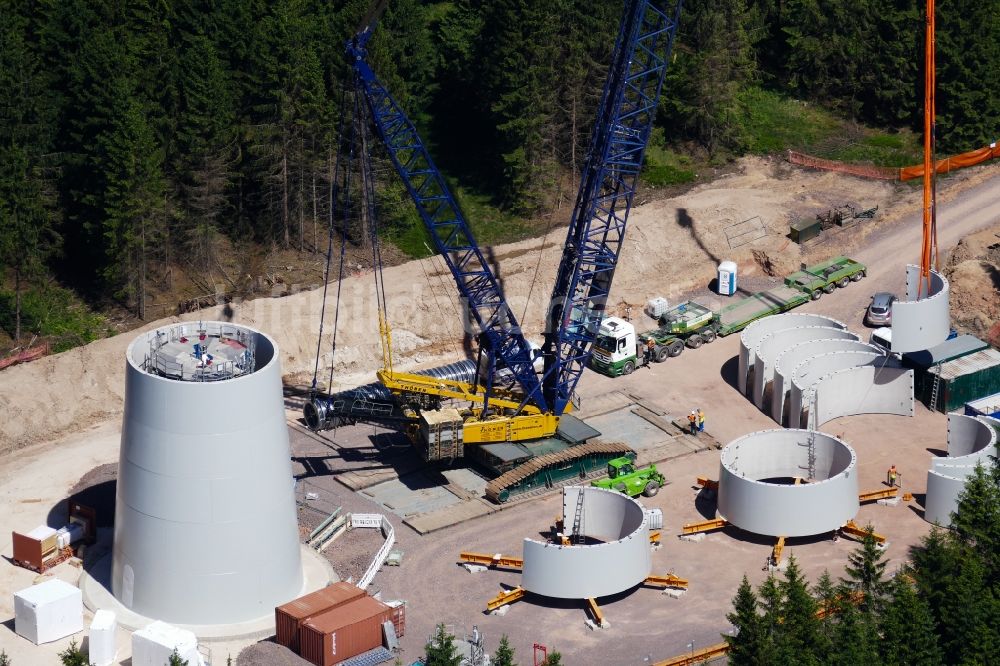 Luftbild Gutsbezirk Kaufunger Wald - Baustelle zur Windrad- Montage in Gutsbezirk Kaufunger Wald im Bundesland Hessen