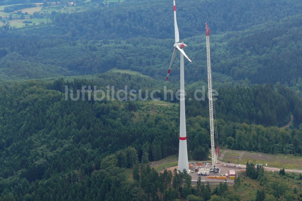 Luftaufnahme Gutsbezirk Kaufunger Wald - Baustelle zur Windrad- Montage in Gutsbezirk Kaufunger Wald im Bundesland Hessen