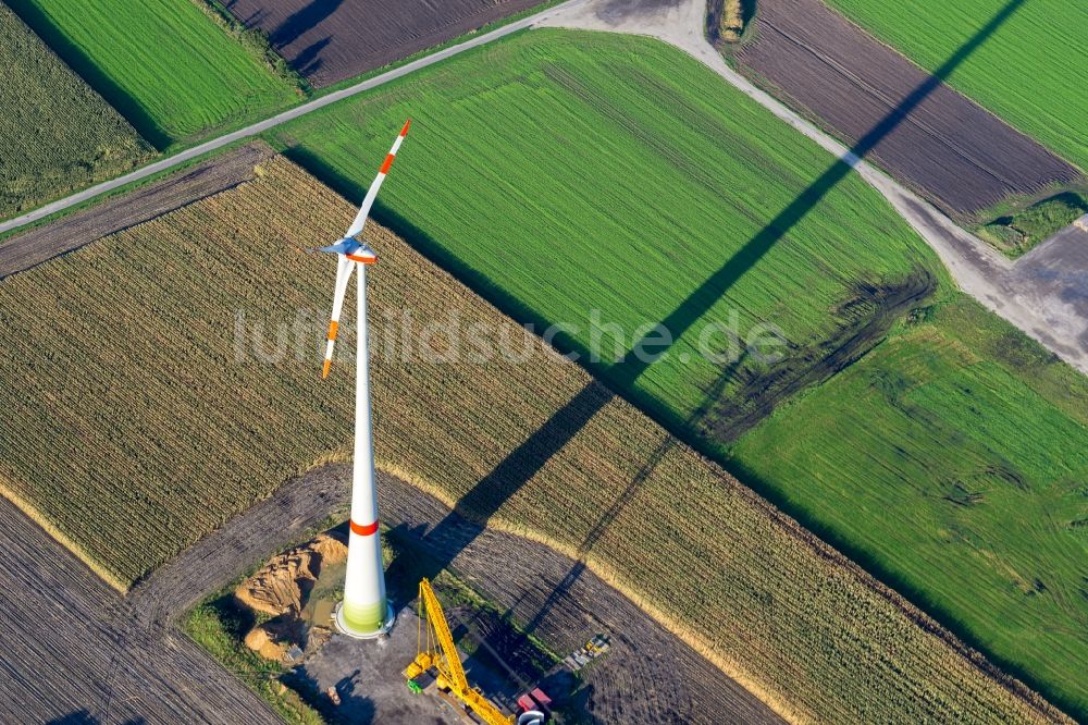 Luftaufnahme Kutenholz - Baustelle zur Windrad- Montage in Kutenholz im Bundesland Niedersachsen, Deutschland