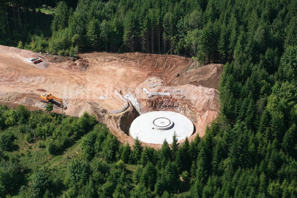 Hasel von oben - Baustelle zur Windrad- Montage im Windpark Hasel im Bundesland Baden-Württemberg, Deutschland