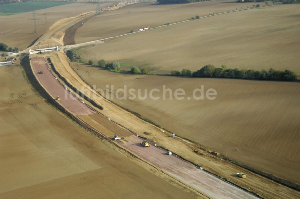 Madelungen von oben - Baustellen bei Madelungen an der BAB A 4 - Umfahrung Hörselberge in Thüringen bei Eisenach