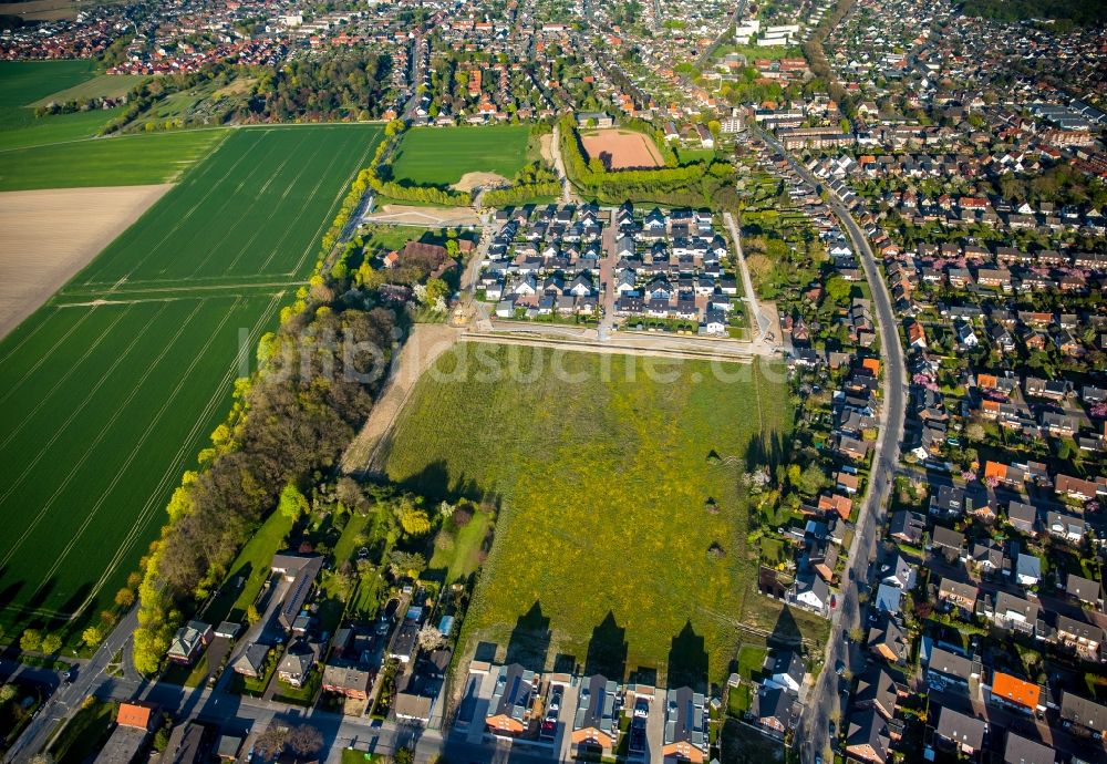 Luftbild Hamm - Baustellen und Entwicklungsgebiet am Neubau- Wohngebiet einer Einfamilienhaus- Siedlung Am Eversbach im Stadtteil Bockum-Hövel in Hamm im Bundesland Nordrhein-Westfalen