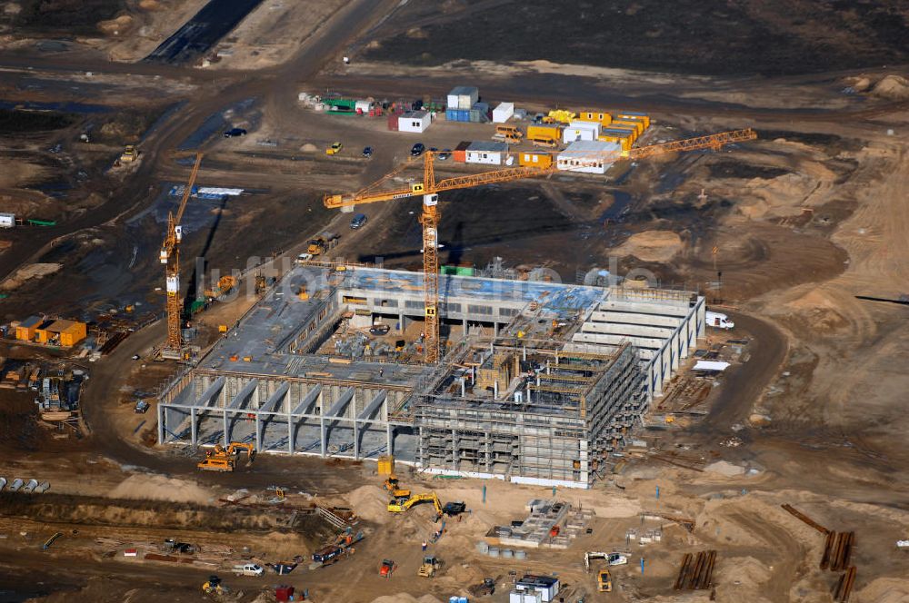 Schönefeld aus der Vogelperspektive: Baustellen am Flughafen Berlin-Schönefeld BBI - Construction fields at Berlin-Schoenefeld Airport BBI