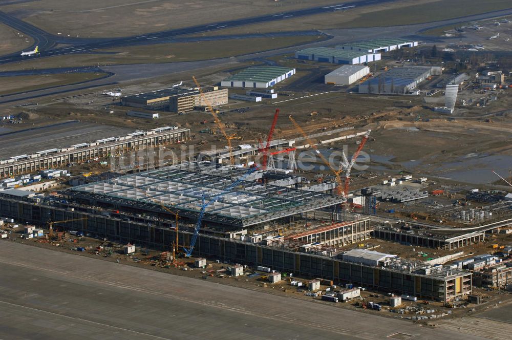 Schönefeld von oben - Baustellen am Flughafen Berlin-Schönefeld BBI - Construction fields at Berlin-Schoenefeld Airport BBI