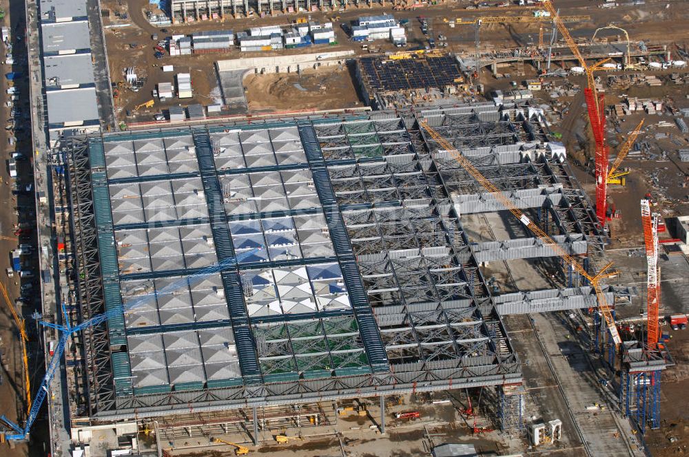 Schönefeld aus der Vogelperspektive: Baustellen am Flughafen Berlin-Schönefeld BBI - Construction fields at Berlin-Schoenefeld Airport BBI