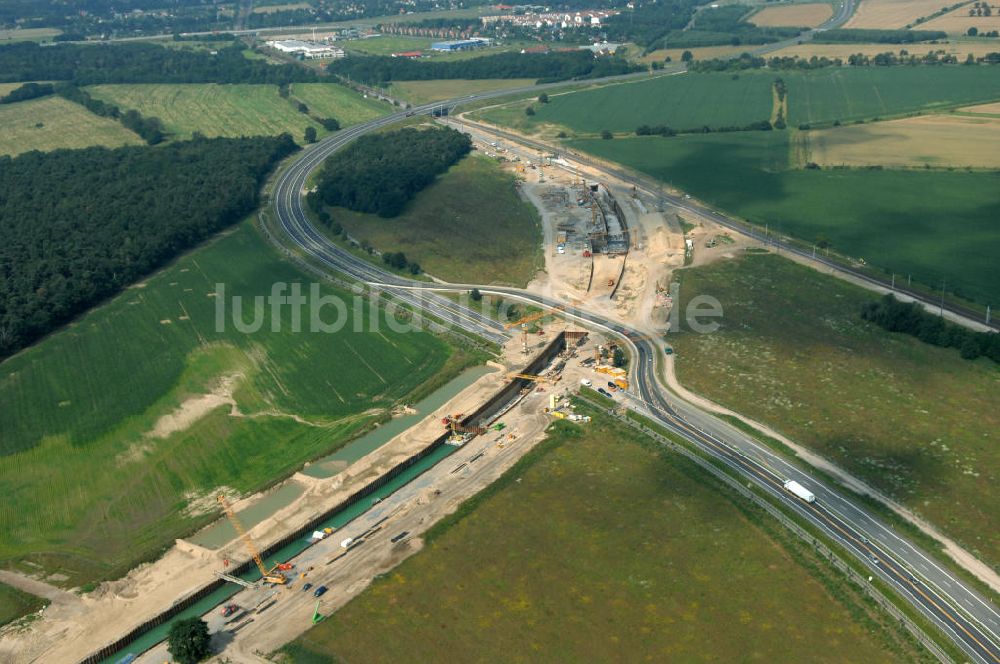 Luftbild Selchow - Baustellen der Gleistrassen und Tunnelzuführungen zum neuen Fern- und S-Bahnhofes der Deutschen Bahn an der Selchower Kurve