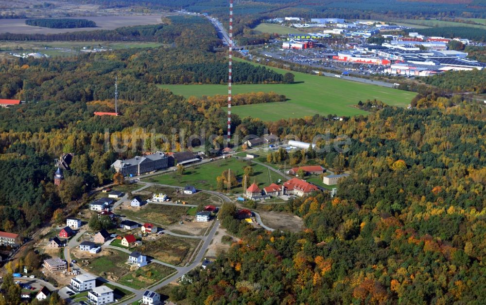 Königs Wusterhausen von oben - Baustellen am Neubau Einfamilienhaus - Wohngebiet am Funkerberg in Königs Wusterhausen im Bundesland Brandenburg