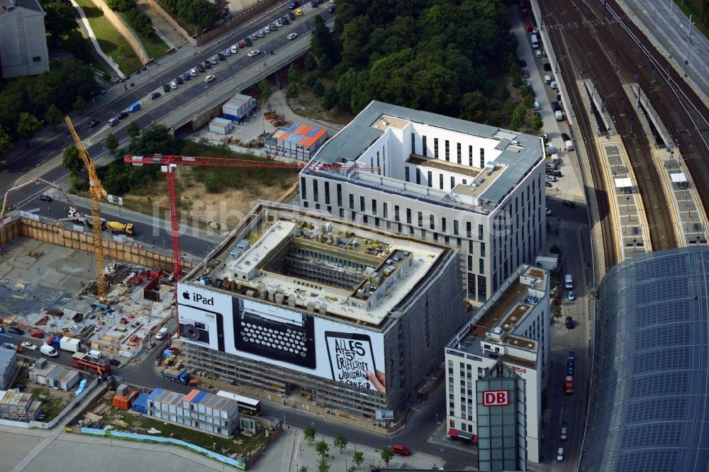 Berlin aus der Vogelperspektive: Baustellen zu Neubau - Projekte am Berliner Hauptbahnhof in Berlin