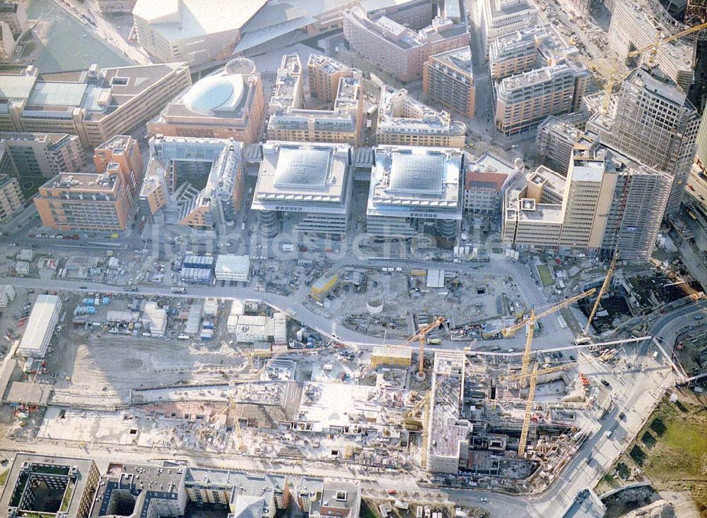 Luftaufnahme Berlin - Tiergarten - Baustellen am Potsdamer Platz.