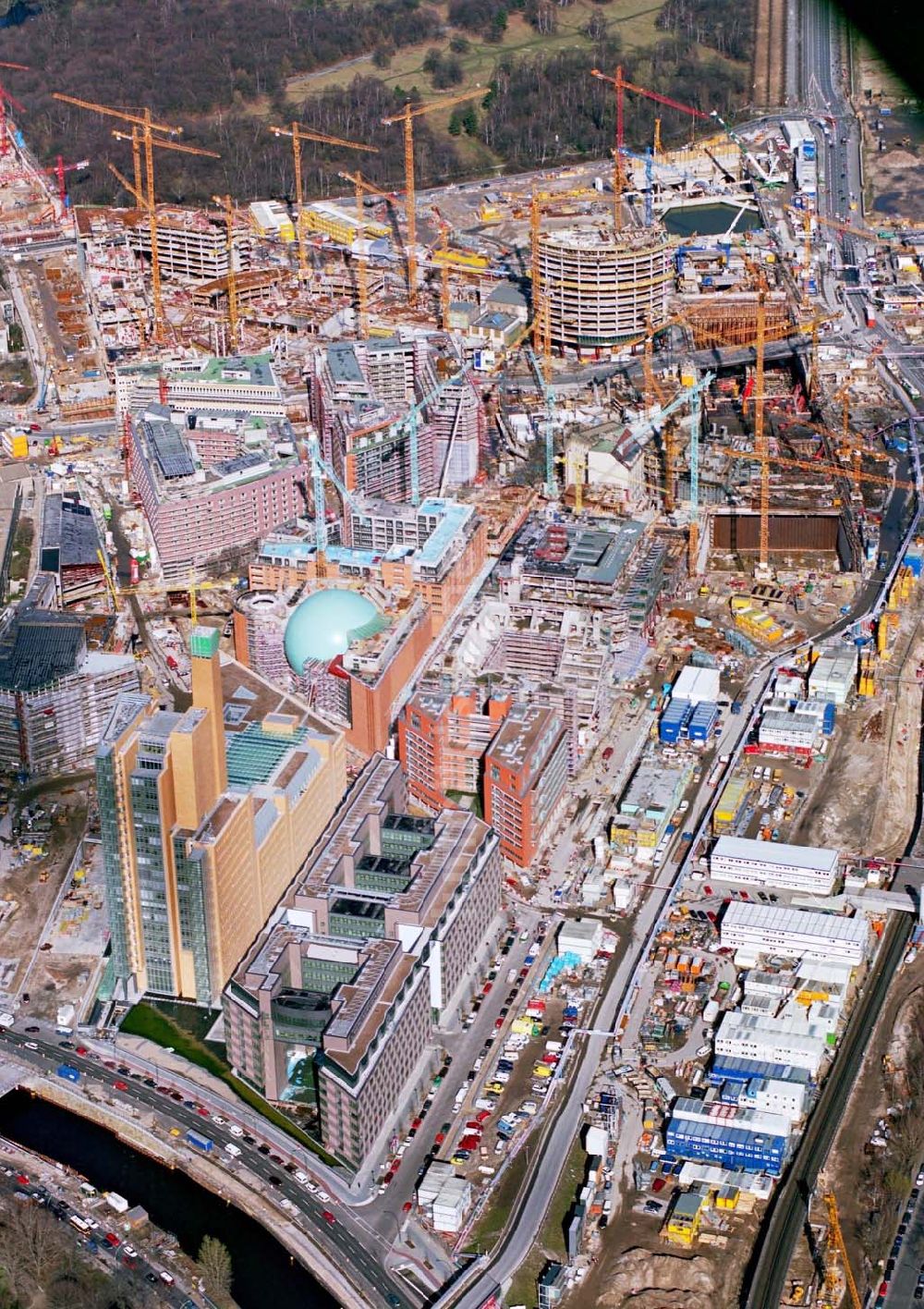 Luftaufnahme Berlin - Tiergarten - Baustellen am Potsdamer Platz