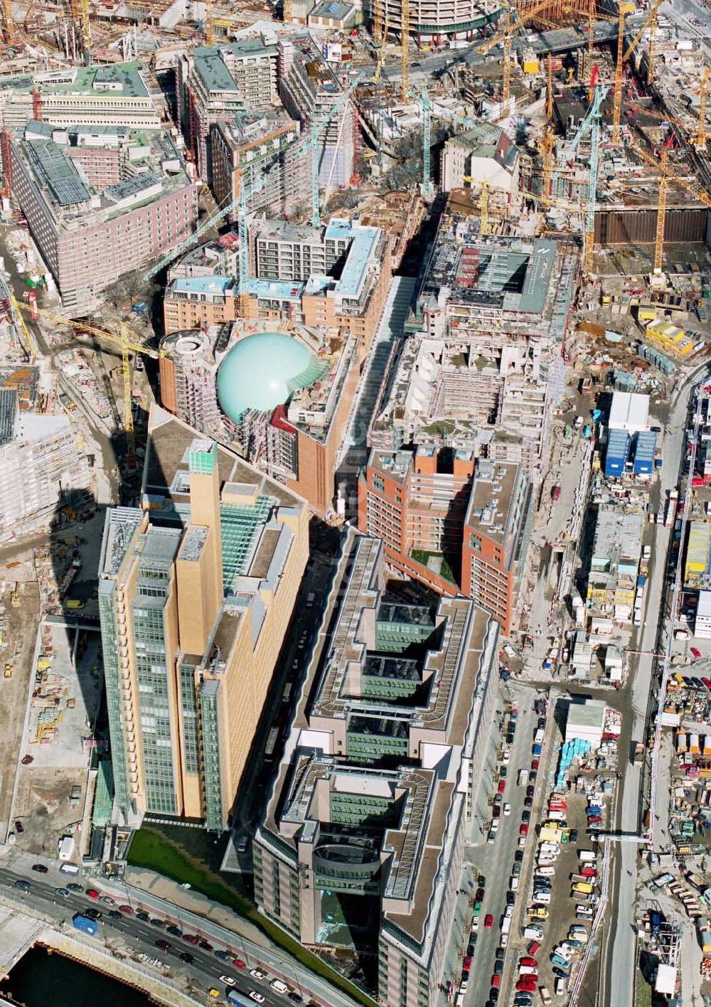 Luftbild Berlin-Tiergarten - Baustellen am Potsdamer Platz.