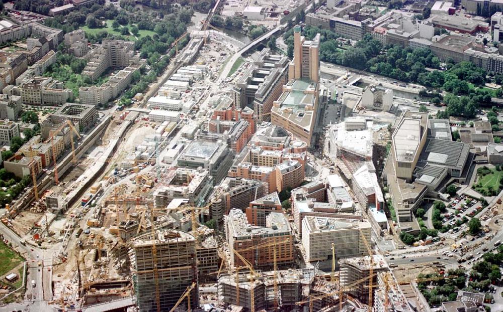 Luftbild Berlin-Tiergarten - Baustellen am Potsdamer Platz in Berlin-Tiergarten.