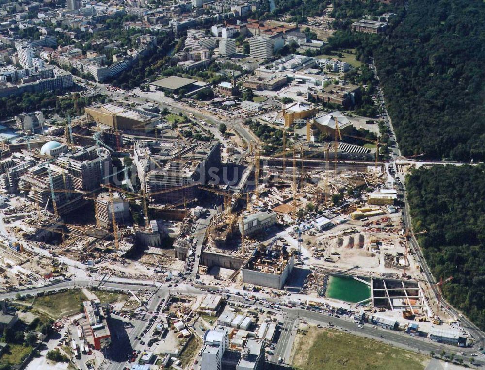 Berlin-Tiergarten aus der Vogelperspektive: Baustellen am Potsdamer Platz / Sony-Center 19.09.1997