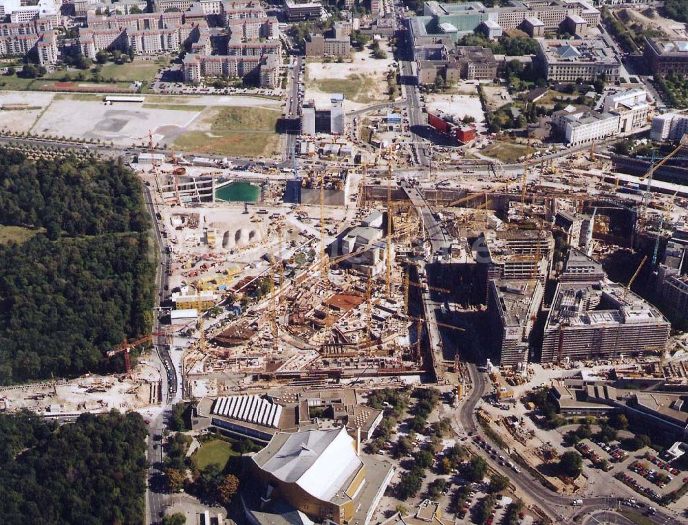 Berlin-Tiergarten von oben - Baustellen am Potsdamer Platz / Sony-Center 19.09.1997